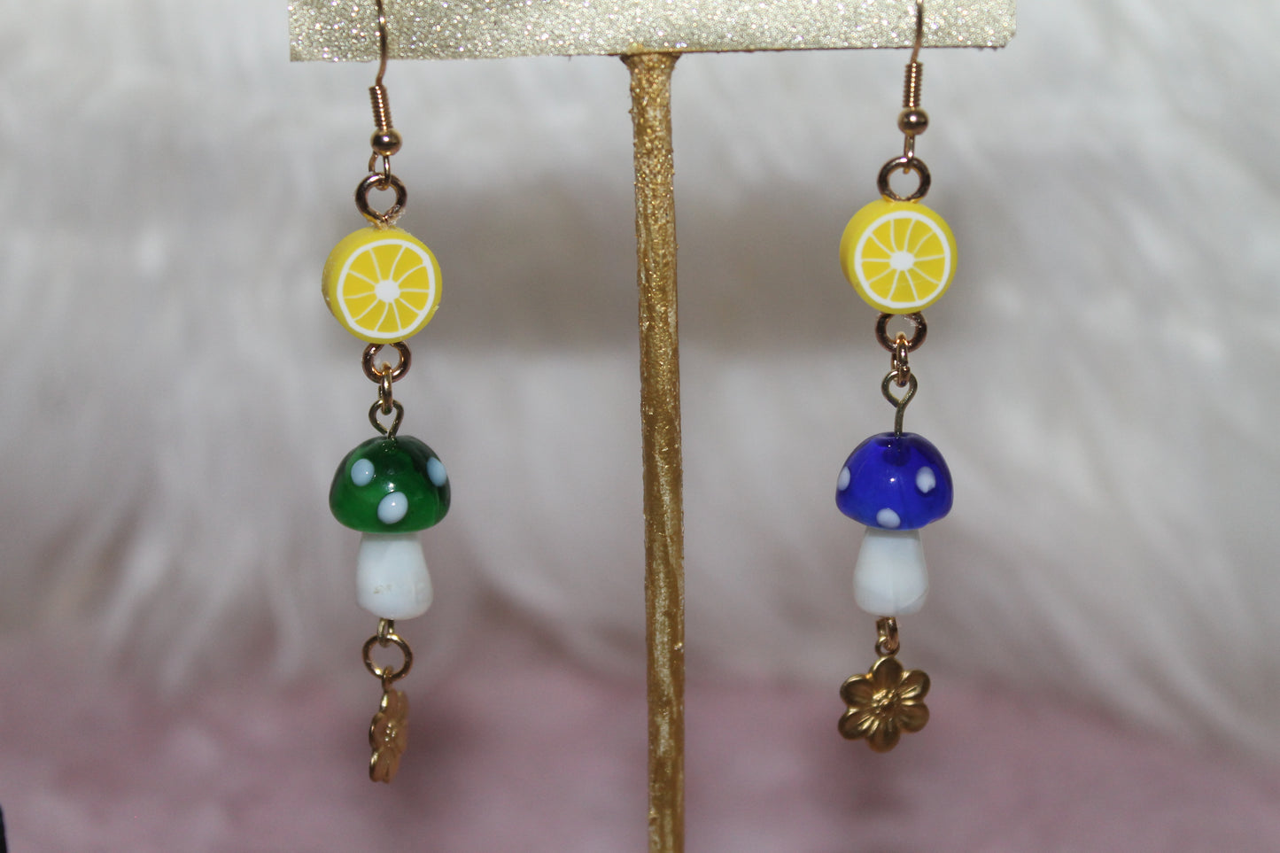 🔵 Lemon Mushroom Earrings