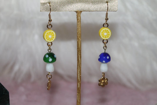 🔵 Lemon Mushroom Earrings